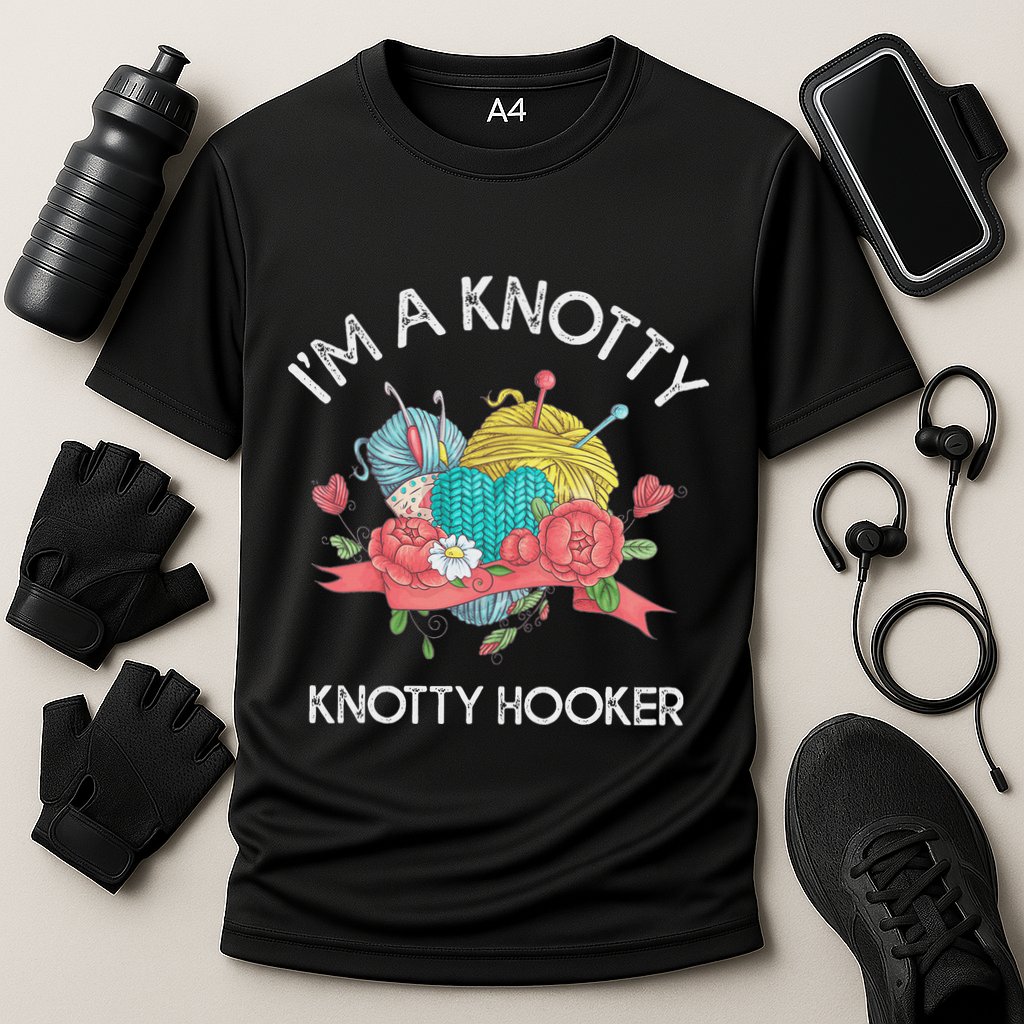 IM A Knotty Hooker Crochet Knitting Cooling Performance Crew T-Shirt