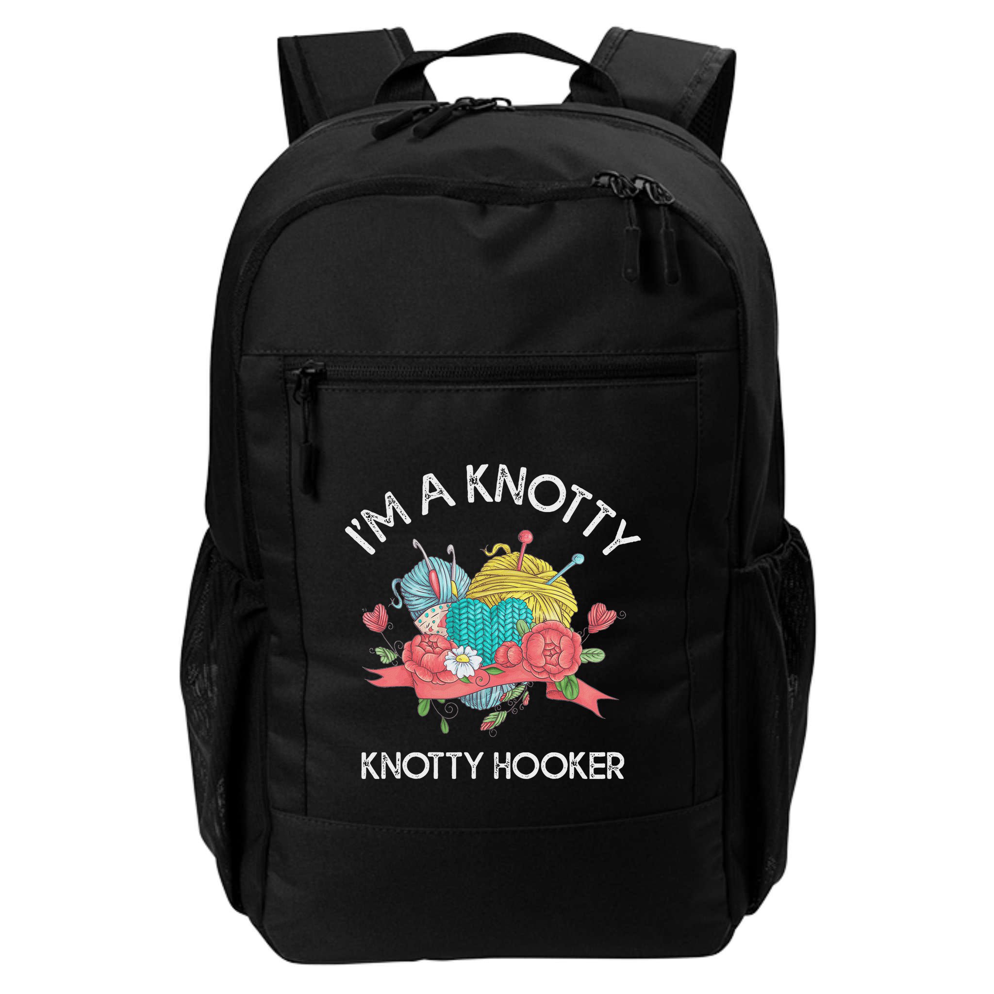 IM A Knotty Hooker Crochet Knitting Backpack