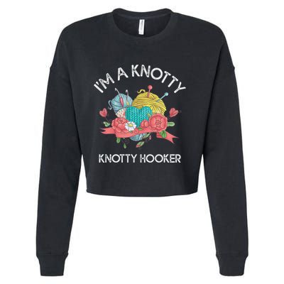 IM A Knotty Hooker Crochet Knitting Cropped Pullover Crew