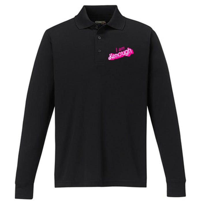 I Am Kenough Funny I Am Kenough For Men Performance Long Sleeve Polo