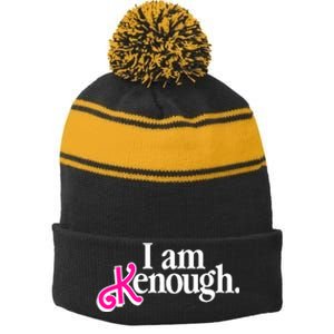 I Am Kenough Enough Stripe Pom Pom Beanie