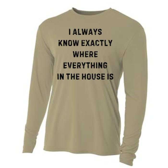 I Always Know Exactly Where Everything Is White Lie Party Cooling Performance Long Sleeve Crew