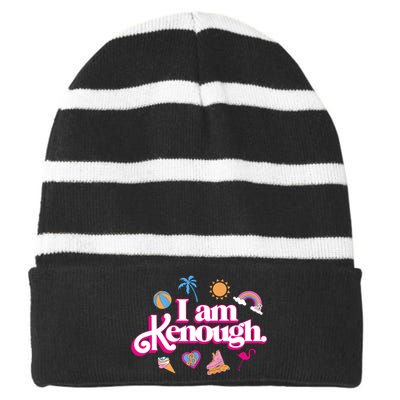 I Am Kenough Striped Beanie with Solid Band