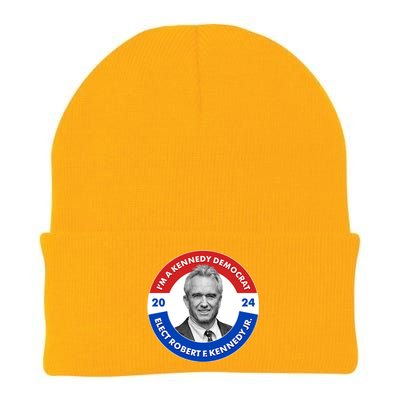 Im A Kennedy Democrat Elect Robert F Kennedy Jr For President Emblem Button Knit Cap Winter Beanie