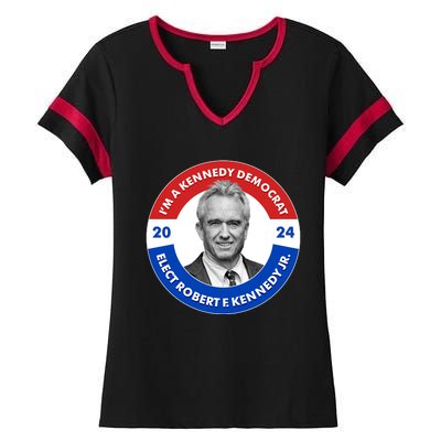 Im A Kennedy Democrat Elect Robert F Kennedy Jr For President Emblem Button Ladies Halftime Notch Neck Tee