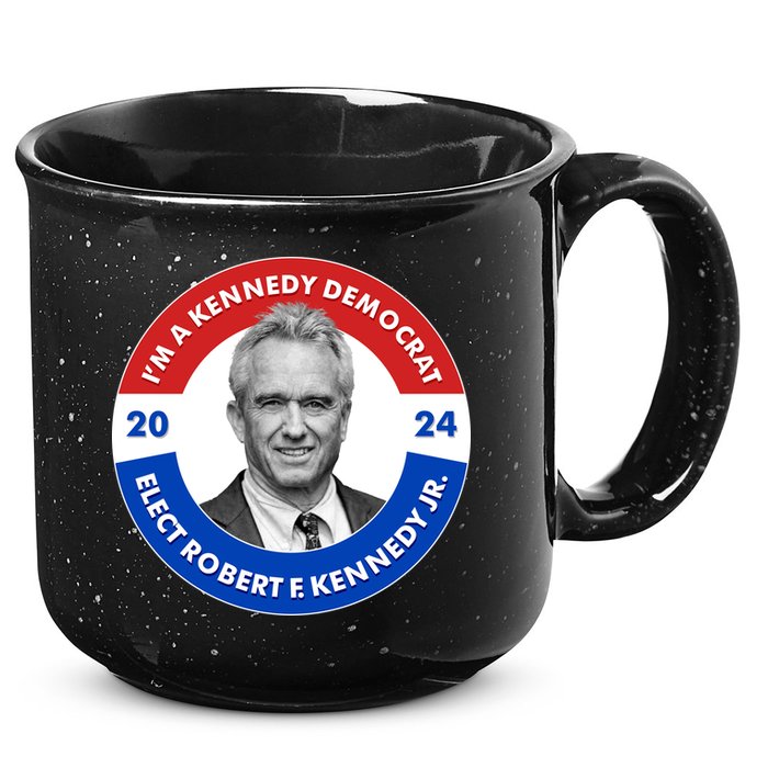 Im A Kennedy Democrat Elect Robert F Kennedy Jr For President Emblem Button 15oz Campfire Ceramic Mug