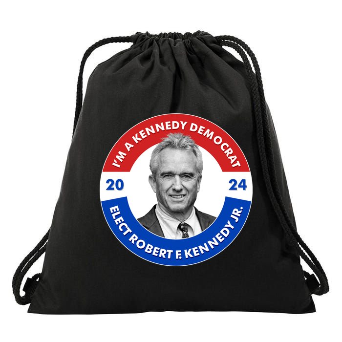 Im A Kennedy Democrat Elect Robert F Kennedy Jr For President Emblem Button Drawstring Bag
