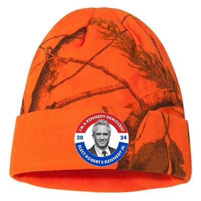 Im A Kennedy Democrat Elect Robert F Kennedy Jr For President Emblem Button Kati Licensed 12" Camo Beanie