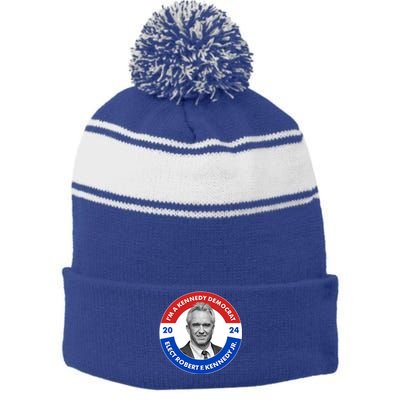 Im A Kennedy Democrat Elect Robert F Kennedy Jr For President Emblem Button Stripe Pom Pom Beanie