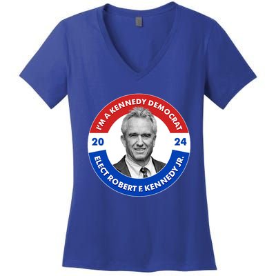 Im A Kennedy Democrat Elect Robert F Kennedy Jr For President Emblem Button Women's V-Neck T-Shirt