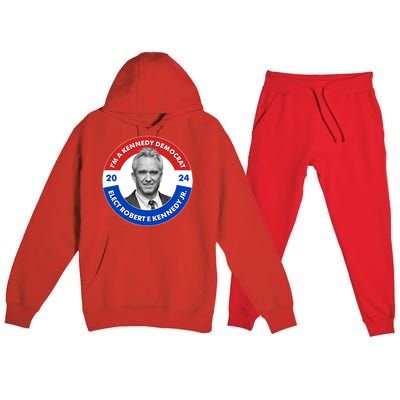 Im A Kennedy Democrat Elect Robert F Kennedy Jr For President Emblem Button Premium Hooded Sweatsuit Set