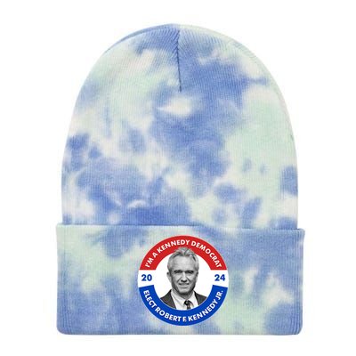 Im A Kennedy Democrat Elect Robert F Kennedy Jr For President Emblem Button Tie Dye 12in Knit Beanie