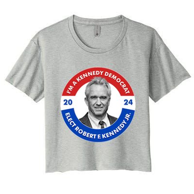 Im A Kennedy Democrat Elect Robert F Kennedy Jr For President Emblem Button Women's Crop Top Tee