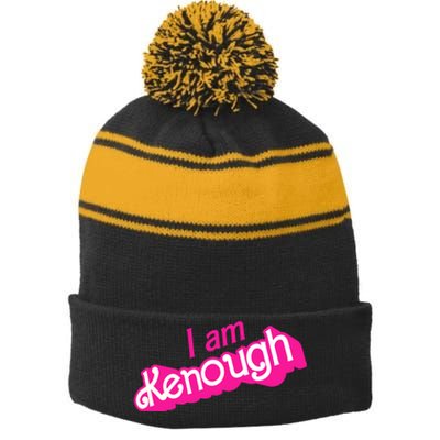 I Am Kenough Stripe Pom Pom Beanie