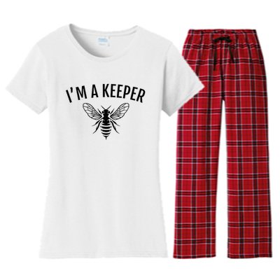 Im A Keeper Funny Beekeeper Beekeeping Women's Flannel Pajama Set