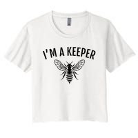 Im A Keeper Funny Beekeeper Beekeeping Women's Crop Top Tee