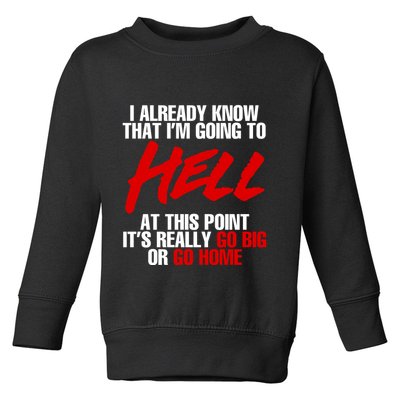 I Already Know That I’m Going To Hell At This Point It’s Really Go Big Or Go Hom Toddler Sweatshirt