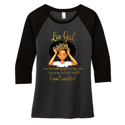 Im A Leo Girl Funny Birthday For Women Queen Women's Tri-Blend 3/4-Sleeve Raglan Shirt