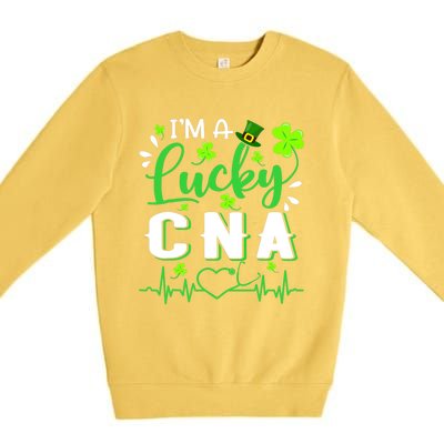 I'm A Lucky CNA Nurse Shamrock Top Hat St Patrick's Day Premium Crewneck Sweatshirt