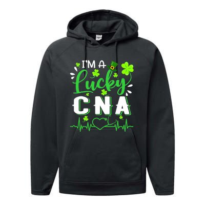 I'm A Lucky CNA Nurse Shamrock Top Hat St Patrick's Day Performance Fleece Hoodie