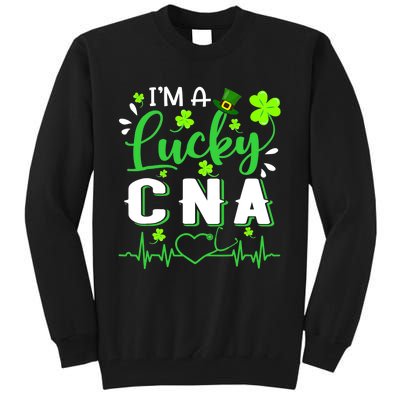 I'm A Lucky CNA Nurse Shamrock Top Hat St Patrick's Day Tall Sweatshirt