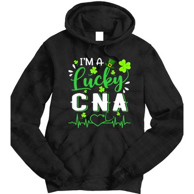 I'm A Lucky CNA Nurse Shamrock Top Hat St Patrick's Day Tie Dye Hoodie