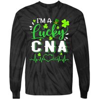 I'm A Lucky CNA Nurse Shamrock Top Hat St Patrick's Day Tie-Dye Long Sleeve Shirt