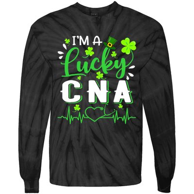 I'm A Lucky CNA Nurse Shamrock Top Hat St Patrick's Day Tie-Dye Long Sleeve Shirt