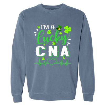 I'm A Lucky CNA Nurse Shamrock Top Hat St Patrick's Day Garment-Dyed Sweatshirt