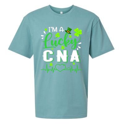 I'm A Lucky CNA Nurse Shamrock Top Hat St Patrick's Day Sueded Cloud Jersey T-Shirt