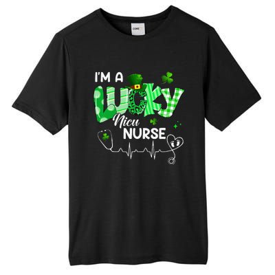 I’m A Lucky NICU Nurse Leopard Plaid Irish Clovers Patrick's Tall Fusion ChromaSoft Performance T-Shirt