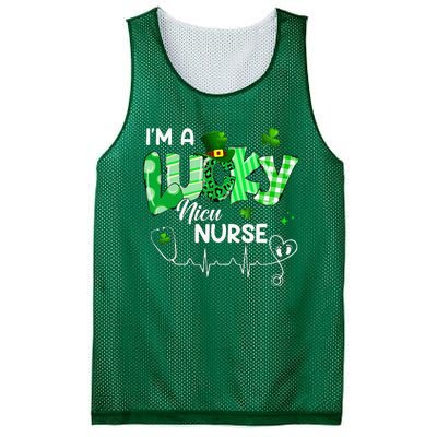 I’m A Lucky NICU Nurse Leopard Plaid Irish Clovers Patrick's Mesh Reversible Basketball Jersey Tank