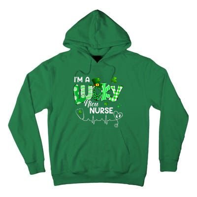 I’m A Lucky NICU Nurse Leopard Plaid Irish Clovers Patrick's Tall Hoodie