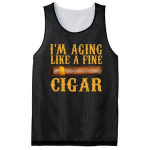 Im Aging Like A Fine Cigar Funny Fathers Day Dad Gift Idea Mesh Reversible Basketball Jersey Tank