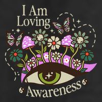 I Am Loving Awareness Ram Dass Mantra Mandala 7 Panel Mesh Trucker Snapback Hat