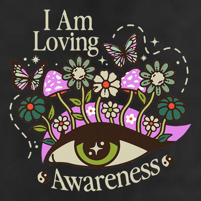 I Am Loving Awareness Ram Dass Mantra Mandala 7 Panel Mesh Trucker Snapback Hat