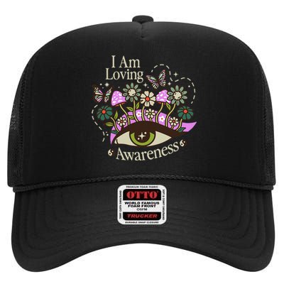 I Am Loving Awareness Ram Dass Mantra Mandala High Crown Mesh Back Trucker Hat