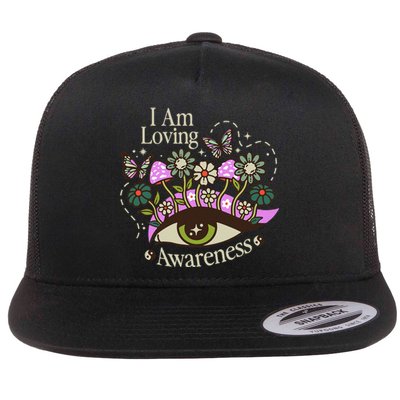 I Am Loving Awareness Ram Dass Mantra Mandala Flat Bill Trucker Hat