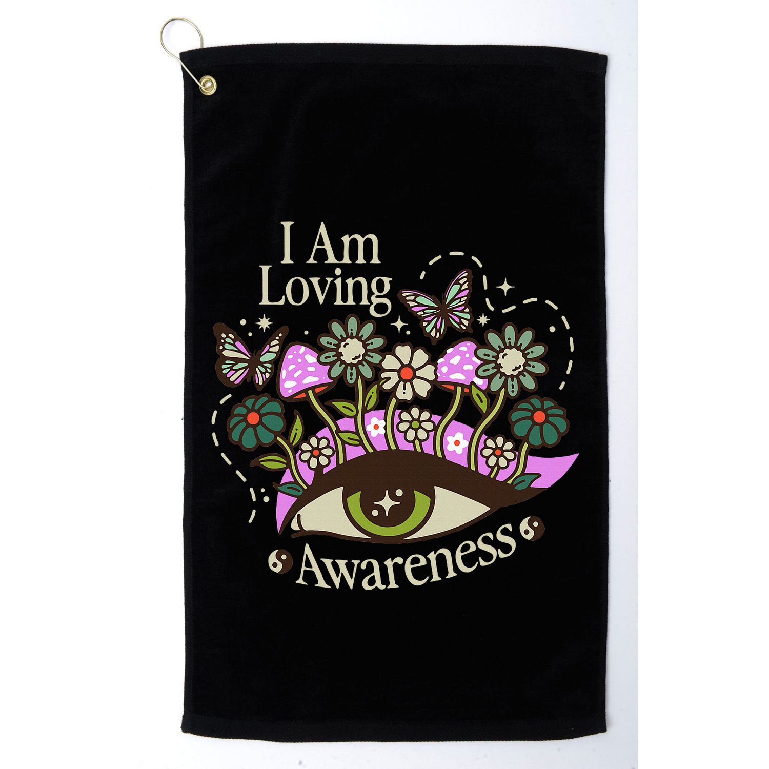 I Am Loving Awareness Ram Dass Mantra Mandala Golf Towel