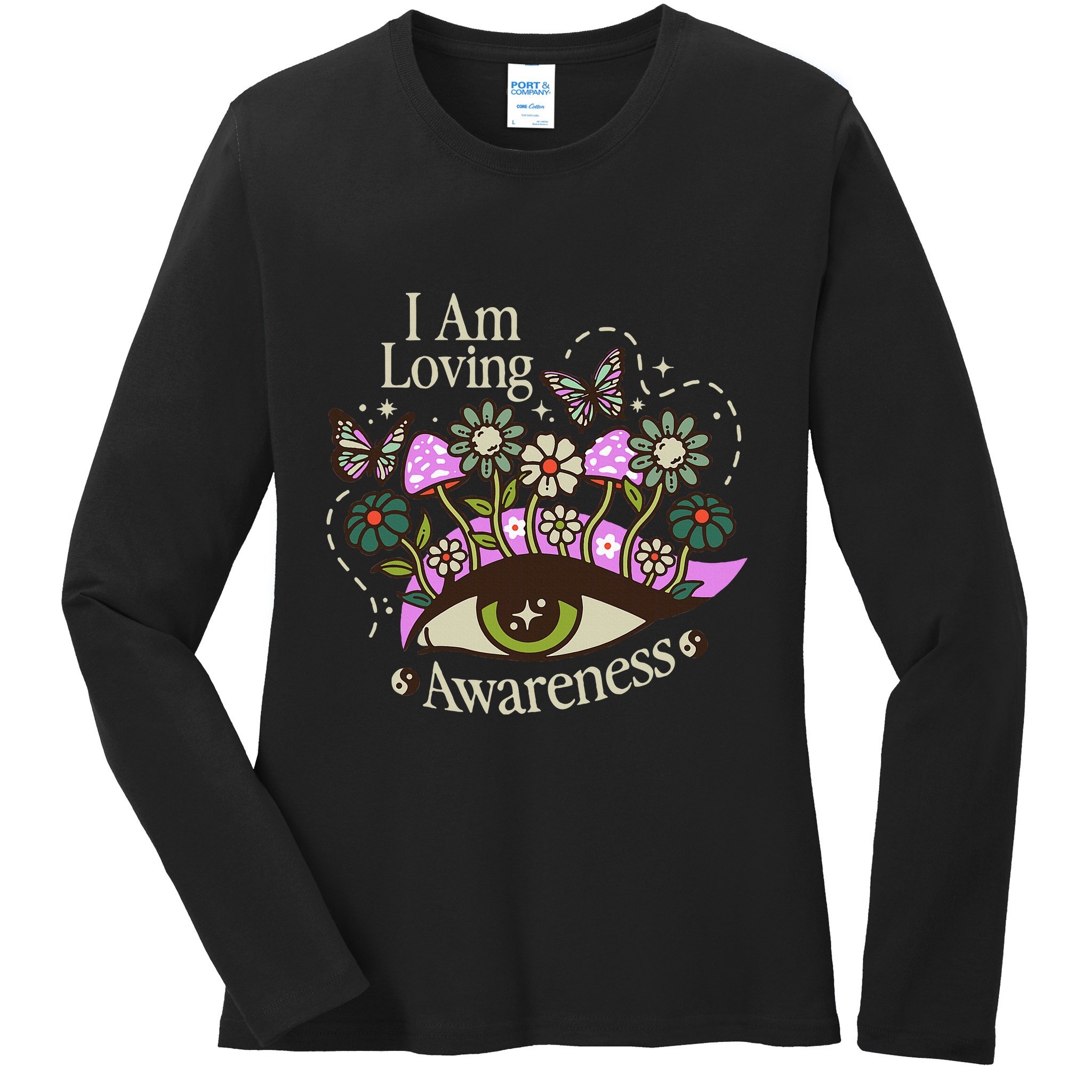 I Am Loving Awareness Ram Dass Mantra Mandala Ladies Long Sleeve Shirt