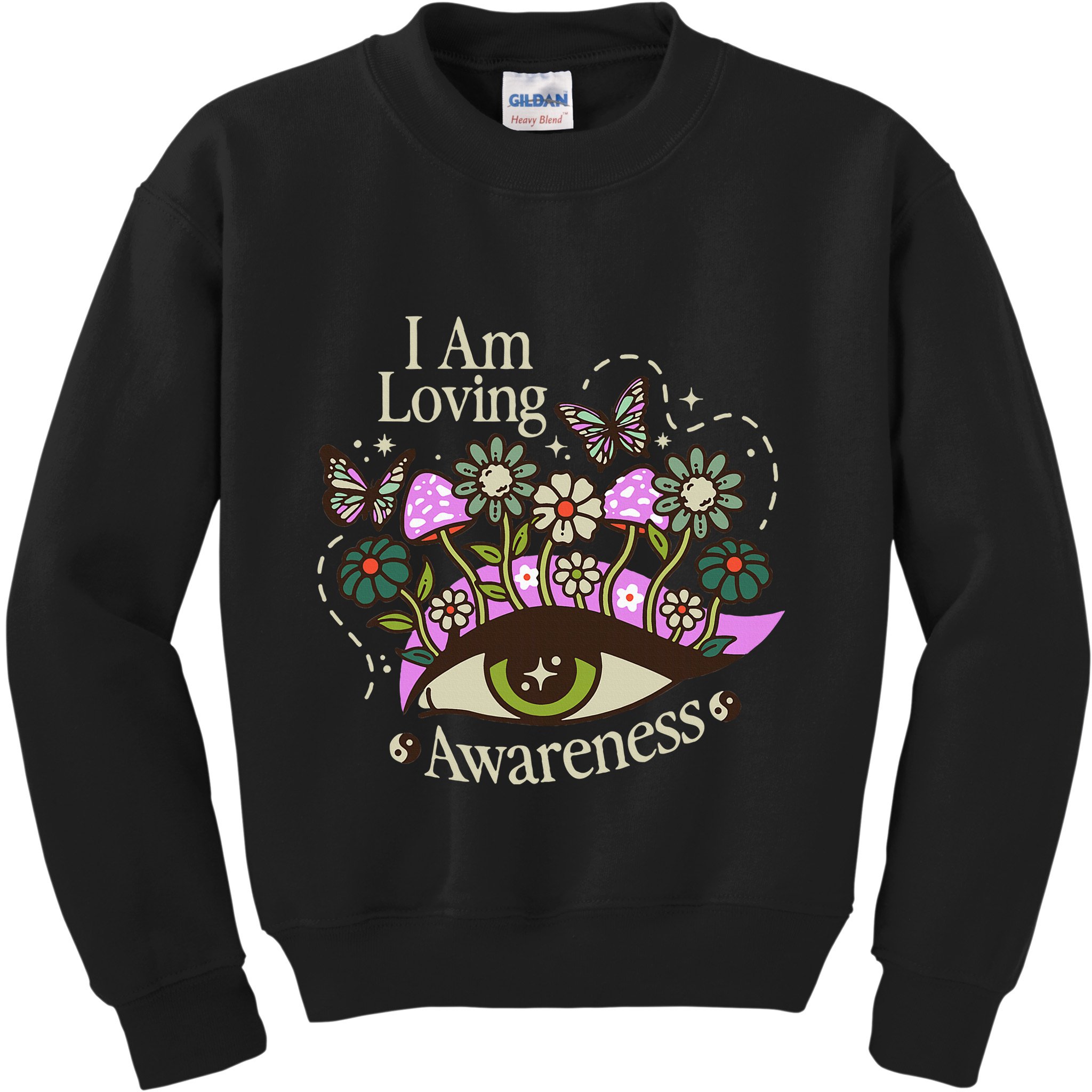 I Am Loving Awareness Ram Dass Mantra Mandala Kids Sweatshirt