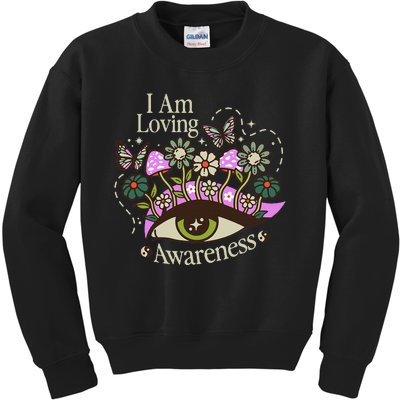 I Am Loving Awareness Ram Dass Mantra Mandala Kids Sweatshirt