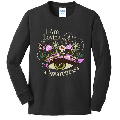 I Am Loving Awareness Ram Dass Mantra Mandala Kids Long Sleeve Shirt