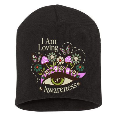 I Am Loving Awareness Ram Dass Mantra Mandala Short Acrylic Beanie