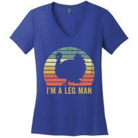 Im A Leg Funny Thanksgiving Turkey Trot Vintage Gift Women's V-Neck T-Shirt