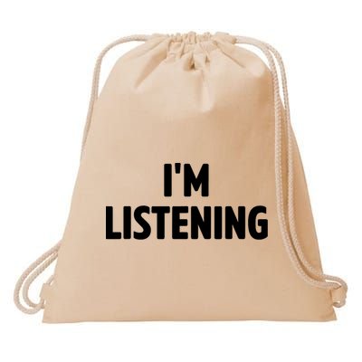 I Am Listening Funny White Lie Party Drawstring Bag
