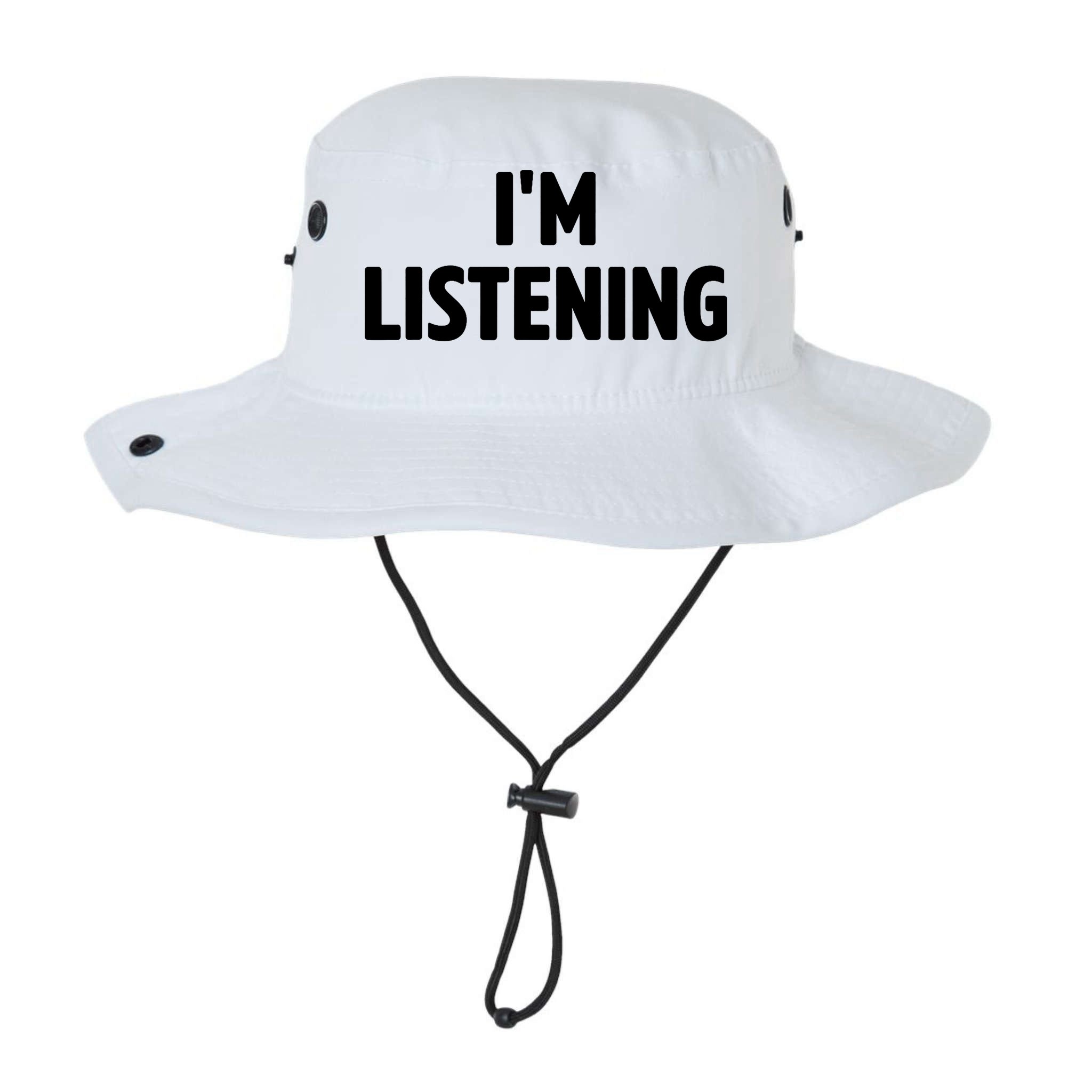 I Am Listening Funny White Lie Party Bucket Hat