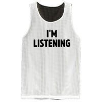 I Am Listening Funny White Lie Party Mesh Reversible Basketball Jersey Tank