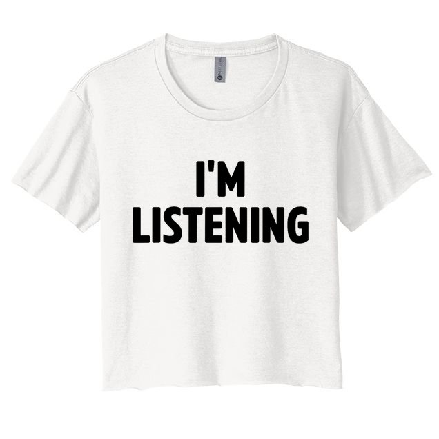 I Am Listening Funny White Lie Party Crop Top