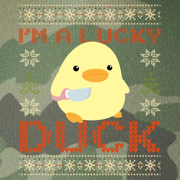 IM A Lucky Duck Ugly Christmas Funny Duck With Knife Meme Legacy Tie Dye Trucker Hat